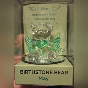 May Birthstone Collectible Bear on Mirror NRFB